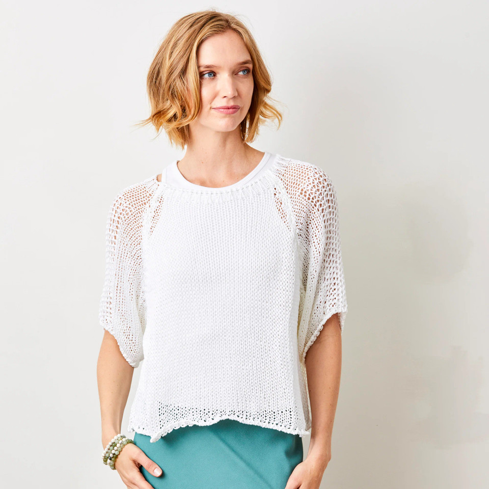 Suzy D London's Jacky Cotton Crochet Knit Sweater