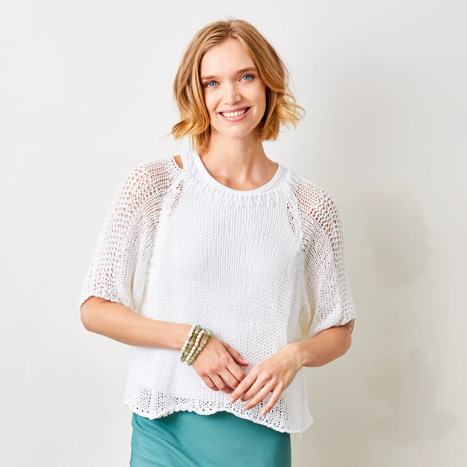 Suzy D London's Jacky Cotton Crochet Knit Sweater