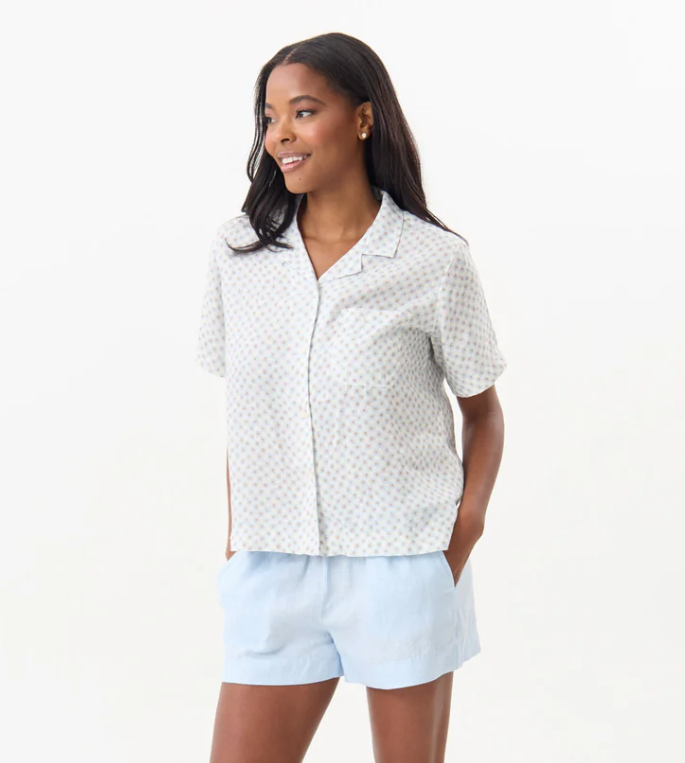HiHo Maddie 100% Linen Camp Shirt is