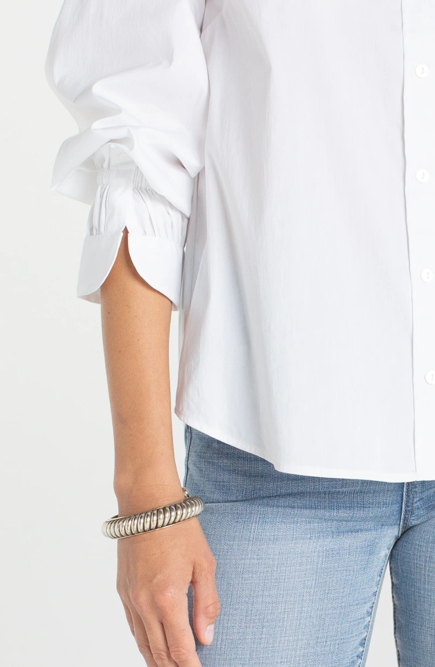 Liverpool Los Angeles Adjustable Sleeve Button Front Woven Top