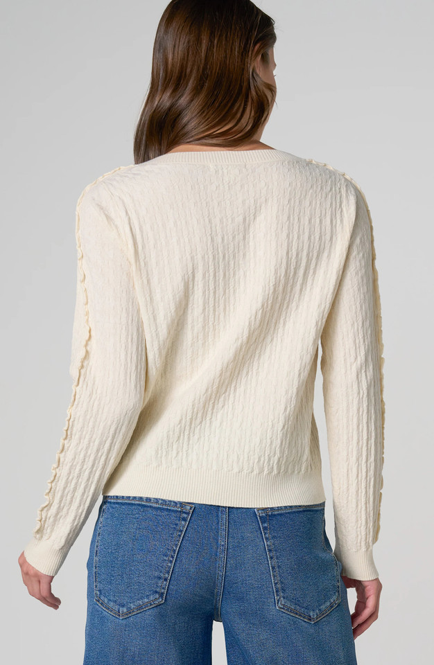 Liverpool Los Angeles Button Front Cardigan Sweater with Ruffles