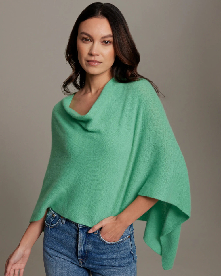 Alashan cashmere  Cashmere Draped Dress Topper in Kelly
