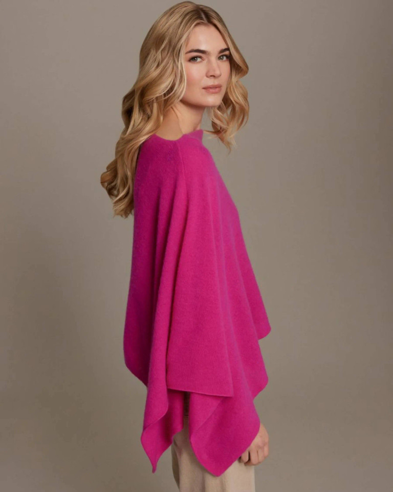 Alashan cashmere  Cashmere Draped Dress Topper in Dragon Fruit