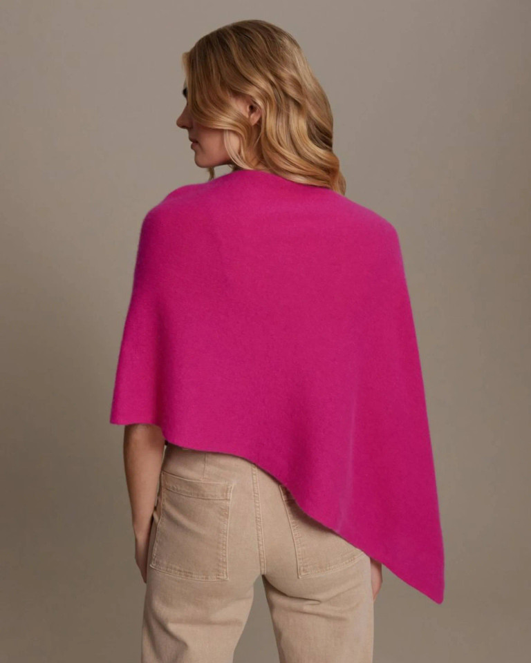 Alashan cashmere  Cashmere Draped Dress Topper in Dragon Fruit