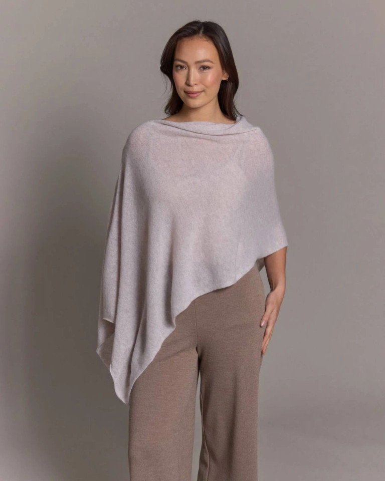 Alashan cashmere  Cashmere Draped Dress Topper in Latte