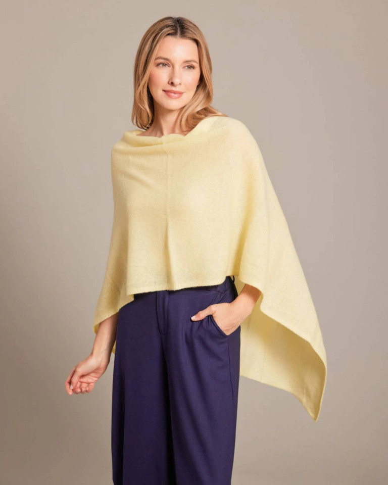 Alashan cashmere  Cashmere Draped Dress Topper in Limelight