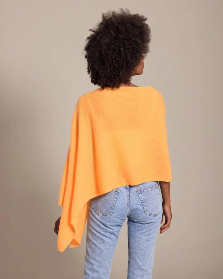 Alashan cashmere  Cashmere Draped Dress Topper in Tangerine