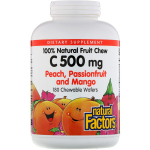 <img alt="Natural Factors, 100% Natural Fruit Chew C, Peach, Passionfruit and Mango Flavor, 500 mg, 180 Chewable Wafers" title="Natural Factors, 100% Natural Fruit Chew C, Peach, Passionfruit and Mango Flavor, 500 mg, 180 Chewable Wafers,068958013251"