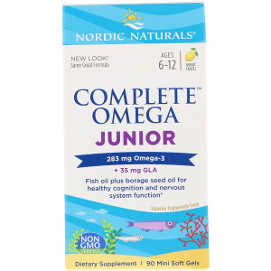 Nordic Naturals, Complete Omega Junior, Lemon, 283 mg, 90 Mini Soft Gels