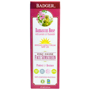 Badger Damascus Rose SPF 25 Face Sunscreen Lotion -- 1.6 fl oz