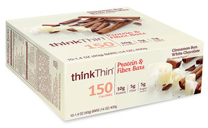 thinkThin Lean Protein & Fiber Bars Cinnamon Bun White Chocolate - 10 Bars