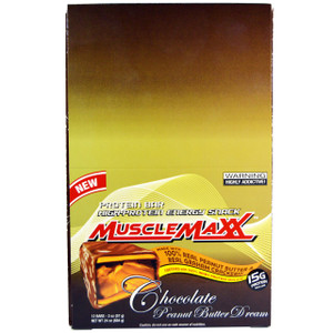 MuscleMaxx, Protein Snackbar, Chocolate Peanut Butter, 12 Bars, 2 oz (57 g) Each