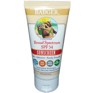 Badger Active Unscented Broad Spectrum Sunscreen SPF 30 -- 2.9 oz