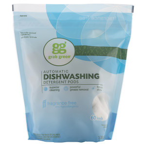 Grab Green, Automatic Dishwashing Detergent Pods, Fragrance Free, 60 Loads,2lbs, 6oz (1,080 g)