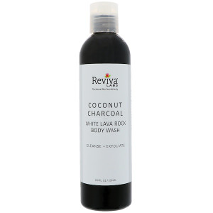 Reviva Labs, Coconut Charcoal White Lava Rock Body Wash, 8 fl oz (236 ml)