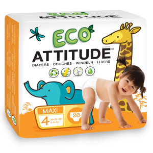 ATTITUDE, Diapers, Maxi, Size 4, 20-31 lbs (9-14, 26 Diapers