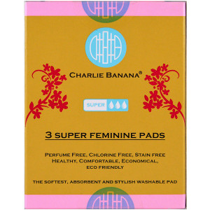 Charlie Banana, Super Feminine Pads, Floralie, 3 Pads