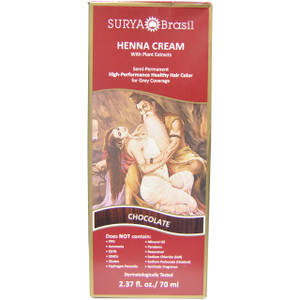 Surya Henna, Henna Cream, High-Performance Healthy Hair Color for Grey Coverage, Chocolate, 2.37 fl oz (70 ml)