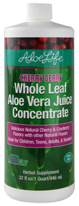 Aloe Life Whole Leaf Aloe Vera Juice Concentrate Cherry Berry -- 32 fl oz