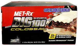 MET-Rx, Big 100, Meal Replacement Bar, Super Cookie Crunch, 9 Bars, 3.52 oz (100 g) Each