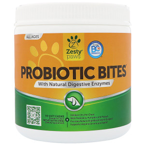 Zesty Paws, Probiotic Bites for Dogs, Digestion, All Ages, Pumpkin Flavor, 90 Soft Chews
