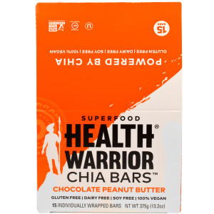 Health Warrior Chia Bars Gluten Free Vegan Chocolate Peanut Butter -- 15 Bars