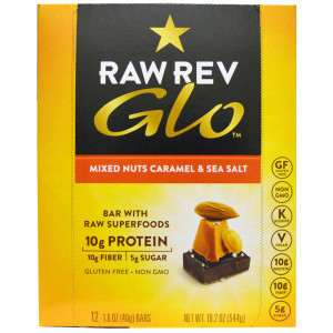 Raw Rev, Glo, Mixed Nuts Caramel & Sea Salt, 12 Bars, 1.6 oz (46 g) Each