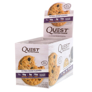 Quest Nutrition, Protein Cookie, Oatmeal Raisin, 12 Pack, 2.22 oz (63 g) Each