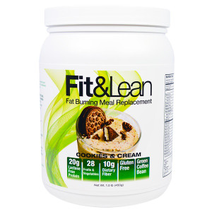 Maximum Human Performance, Fit & Lean, Fat Burning Meal Replacement, Cookies & Cream, 1.0 lb (450 g)