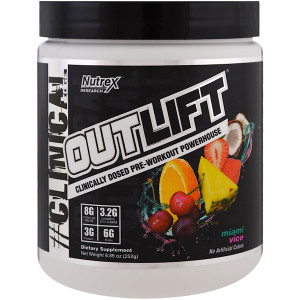 Nutrex Research, Outlift, Clinically Dosed Pre-Workout Powerhouse, Miami Vice, 8.89 oz (252 g)