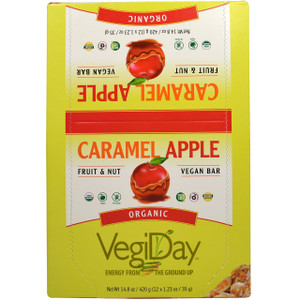 Natural Factors, VegiDay, Organic Vegan Bar, Caramel Apple, 12 Bars, 1.23 oz (35 g) Each
