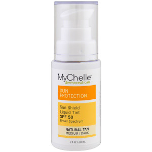 MyChelle Dermaceuticals, Sun Shield Liquid Tint, SPF  50, Natural Tan, 1 fl oz (30 ml) (Discontinued Item)