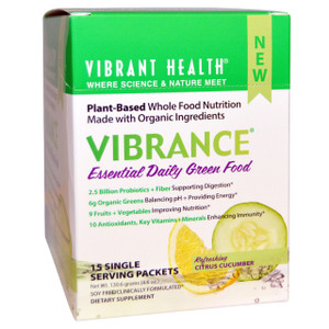 Vibrant Health Vibrance Essential Daily Green Food Refreshing Citrus Cucumber - 15 Packets