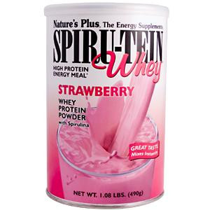 Natures Plus, Spiru-Tein Whey, High Protein Energy Meal, Strawberry, 1.08 lbs. (490 g)