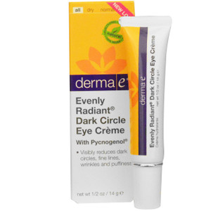 Derma E, Evenly Radiant Dark Circle Eye Cream with Pycnogenol, 1/2 oz (14 g)