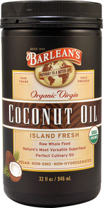 Barleans Organic Virgin Coconut Oil Island Fresh -- 32 fl oz