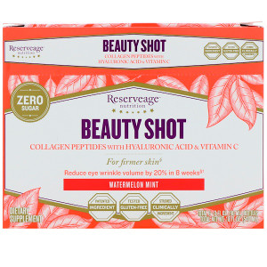 ReserveAge Nutrition, Beauty Shot, Collagen Peptides with Hyaluronic Acid & Vitamin C, Watermelon Mint, 6 Bottles, 3 fl oz (90 ml) Each