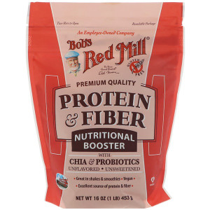 Bobs Red Mill, Protein & Fiber, Nutritional Booster with Chia & Probiotics, Unflavored, 16 oz (453 g)