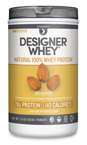 Designer Protein Natural 100% Whey Protein Powder Vanilla Almond -- 1.9 lbs
