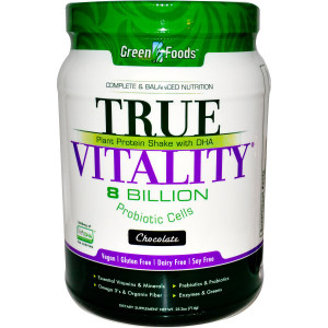 Green Foods True Vitality Plant Protein Shake with DHA Chocolate -- 25.2 oz