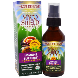 Fungi Perfecti, Host Defense, Organic Myco Shield Spray, Immmune Support, Peppermint, 2 fl oz (60 ml)
