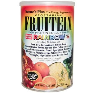 Natures Plus, Vegetarian Fruitein Rainbow, High Protein Energy Shake, 1.3 lbs (576 g)