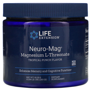 <img alt="Life Extension, Neuro-Mag, Magnesium L-Threonate, Tropical Punch Flavor, 3.293 oz (93.35 g)" title="Life Extension, Neuro-Mag, Magnesium L-Threonate, Tropical Punch Flavor, 3.293 oz (93.35 g),737870203292"