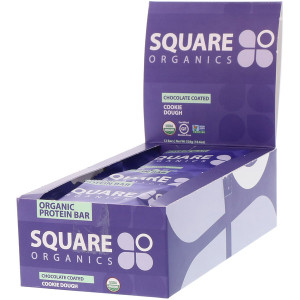 Square Organics, Organic Protein Bar, Chocolate Coated Cookie Dough, 12 Bars, 1.6 oz (44 g) Each