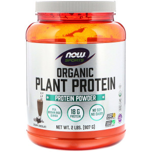 Now Foods, Sports, Organic Plant Protein, Creamy Chocolate, 2 lbs (907 g)