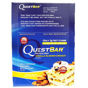 Quest Nutrition QuestBar Protein Bar Vanilla Almond Crunch -- 12 Bars