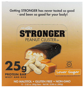 NuGo Nutrition, STRONGER, Protein Bar, Peanut Cluster, 12 Bars, 2.82 oz (80 g) Each