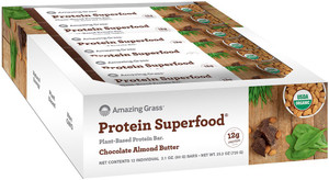 Amazing Grass Protein Superfood Organic Plant-Based Protein Bar  Chocolate Almond Butter - 12 Bars