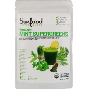 Sunfood, Organic Mint Supergreens, 8 oz (227 g)