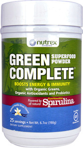 Nutrex Hawaii, Hawaiian Spirulina, Green Complete Superfood Powder, Natural Vanilla, 6.70 oz (190 g)